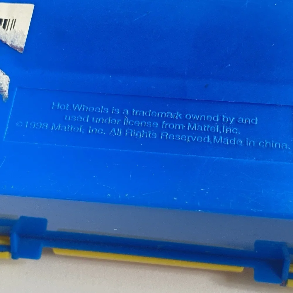 Vintage 1998‎ Hot Wheels'Way 2 Fast' 6 Car Case Mattel Plastic Blue Yellow
